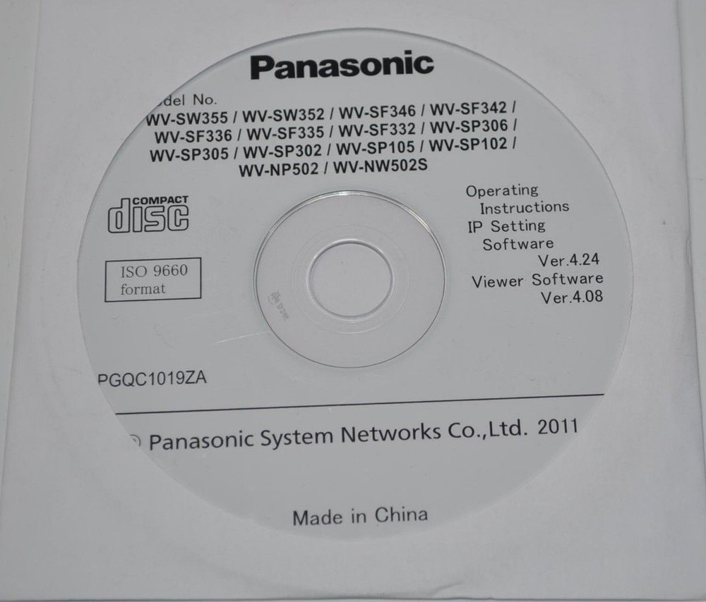 Panasonic WV Series Security Camera Instructions/IP Setting/Viewer Software CD