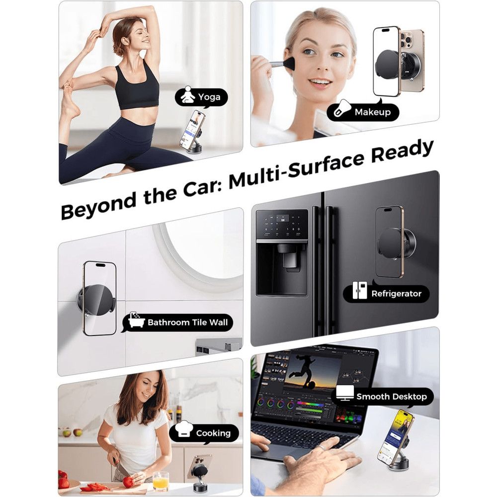 MAGIC JOHN Magnetic Car Phone Holder - 360° Rotatable Dashboard & Windshield Mou