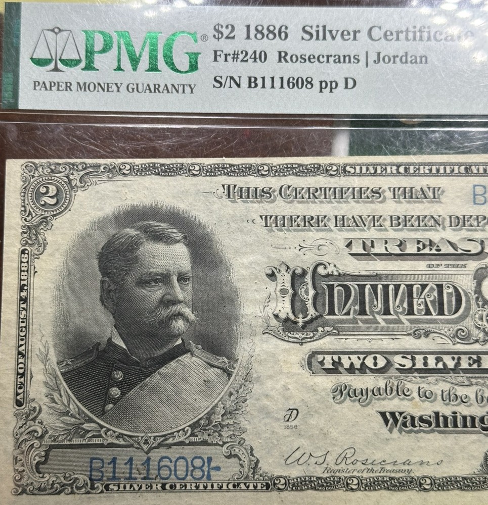Pmg 1886 Silver Certiicate Ms 63 $2