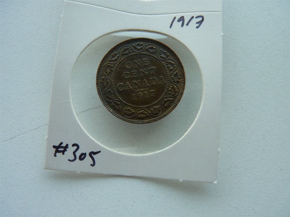 CANADA VINTAGE LARGE CENT 1917   HIGH GRADE RED TRACE NO305