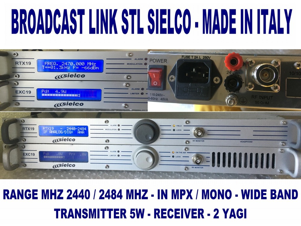 BROADCAST FM LINK 5W - SIELCO - WIDE BAND 2440/2484 Mhz - 2 YAGI