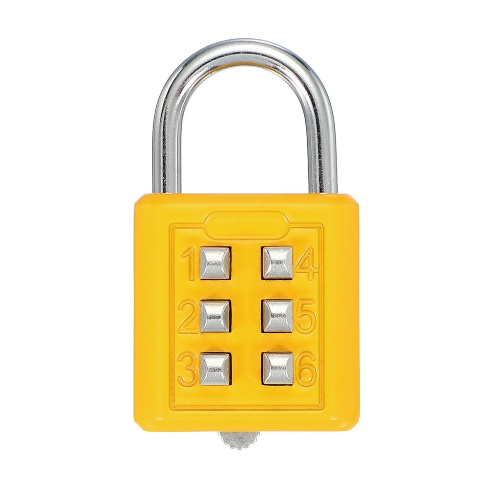Push Button Combination Padlock 6-Digit 3-Position Lock Yellow