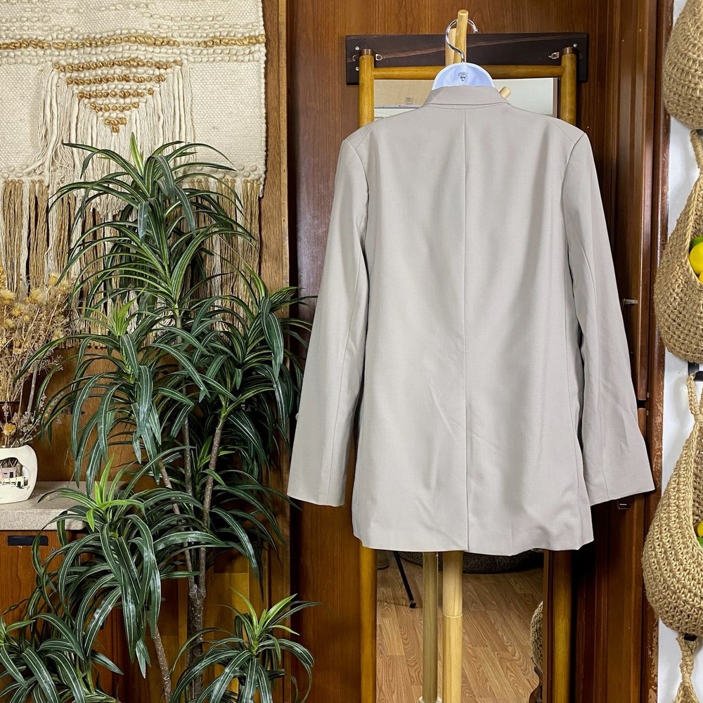Zara Beige Blazer Womens Small Wool Blend 2 Button Work Office Classic Jacket