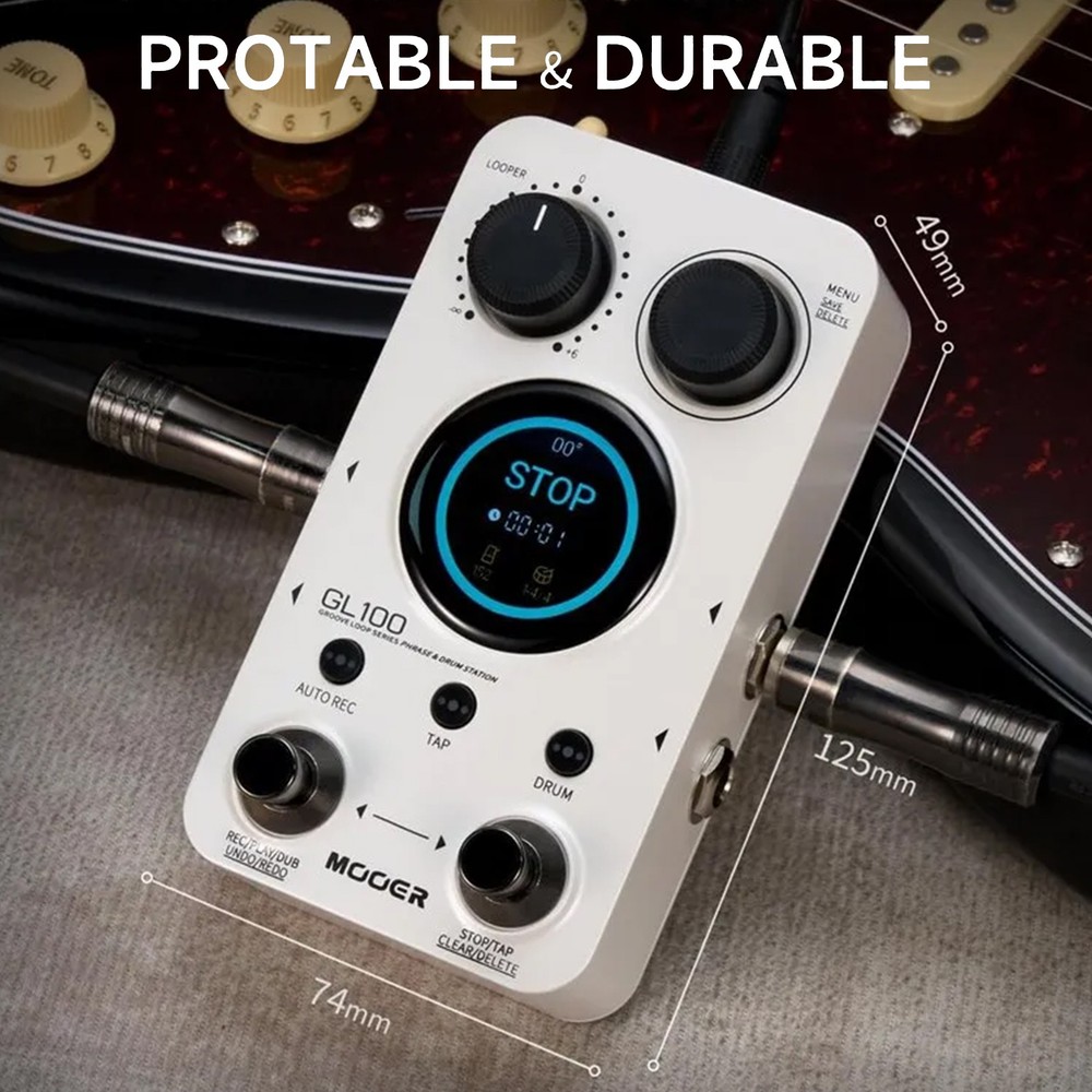 Loop Guitar Pedal Drum Machine Effect Pedal Auto Record 300 Mins w/Touch Screen