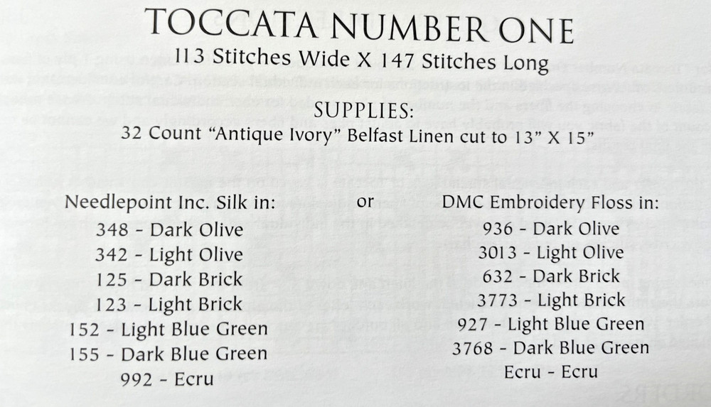 The Drawn Thread Toccata Number One charted needlework design pattern 2003