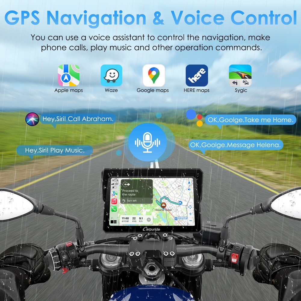 Carpuride W702H Wireless CarPlay Android Auto Navigation Screen for Harley Moto