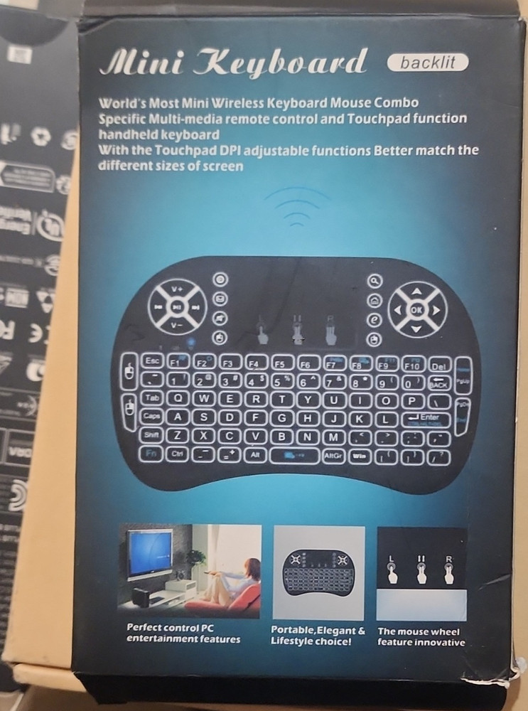 Wireless Backlit Mini Keyboard Mouse Combo with Touchpad, Black, QWERTY