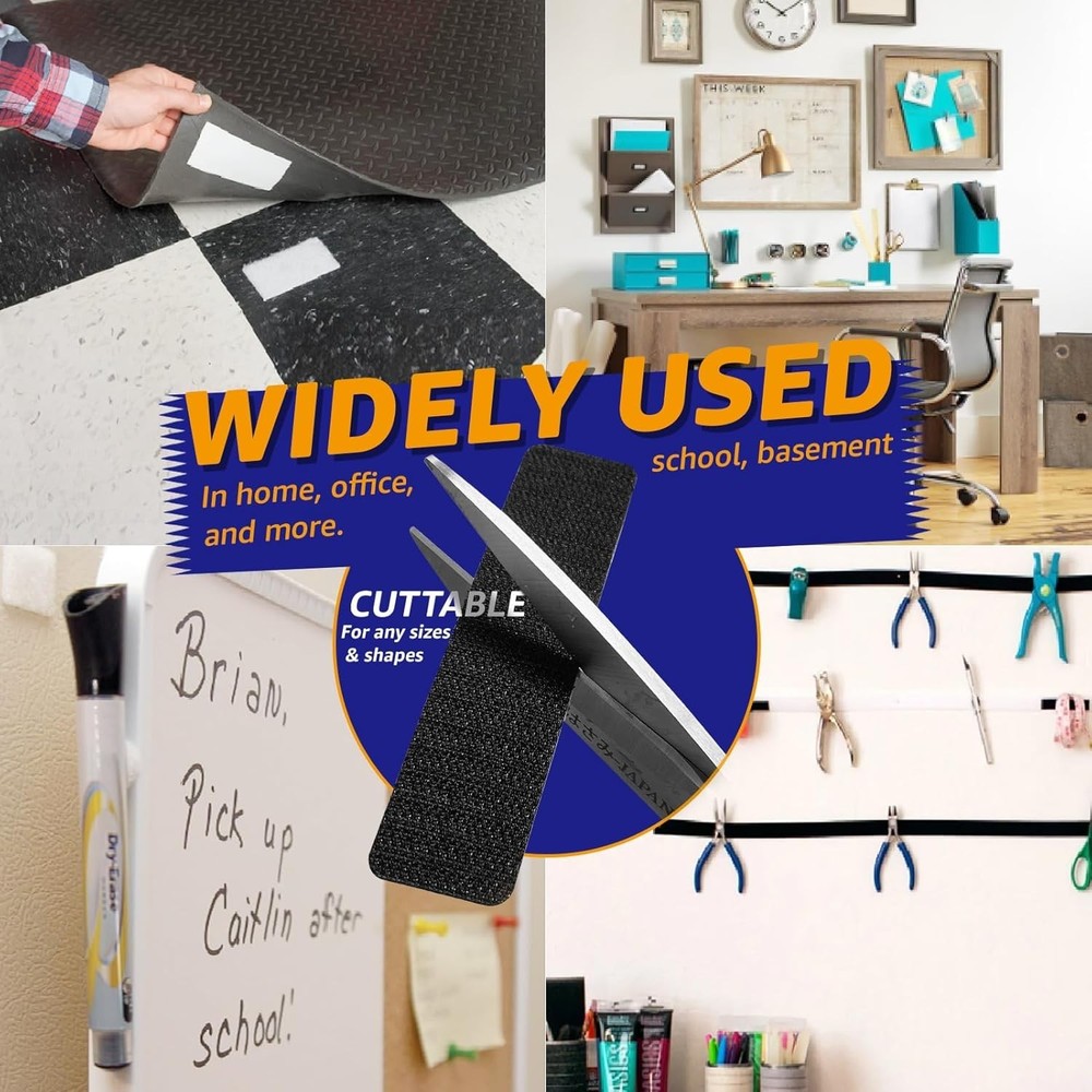 Versatile 1x4 Inch Hook & Loop Strips - Strong Adhesive, 16 Sets for All Uses