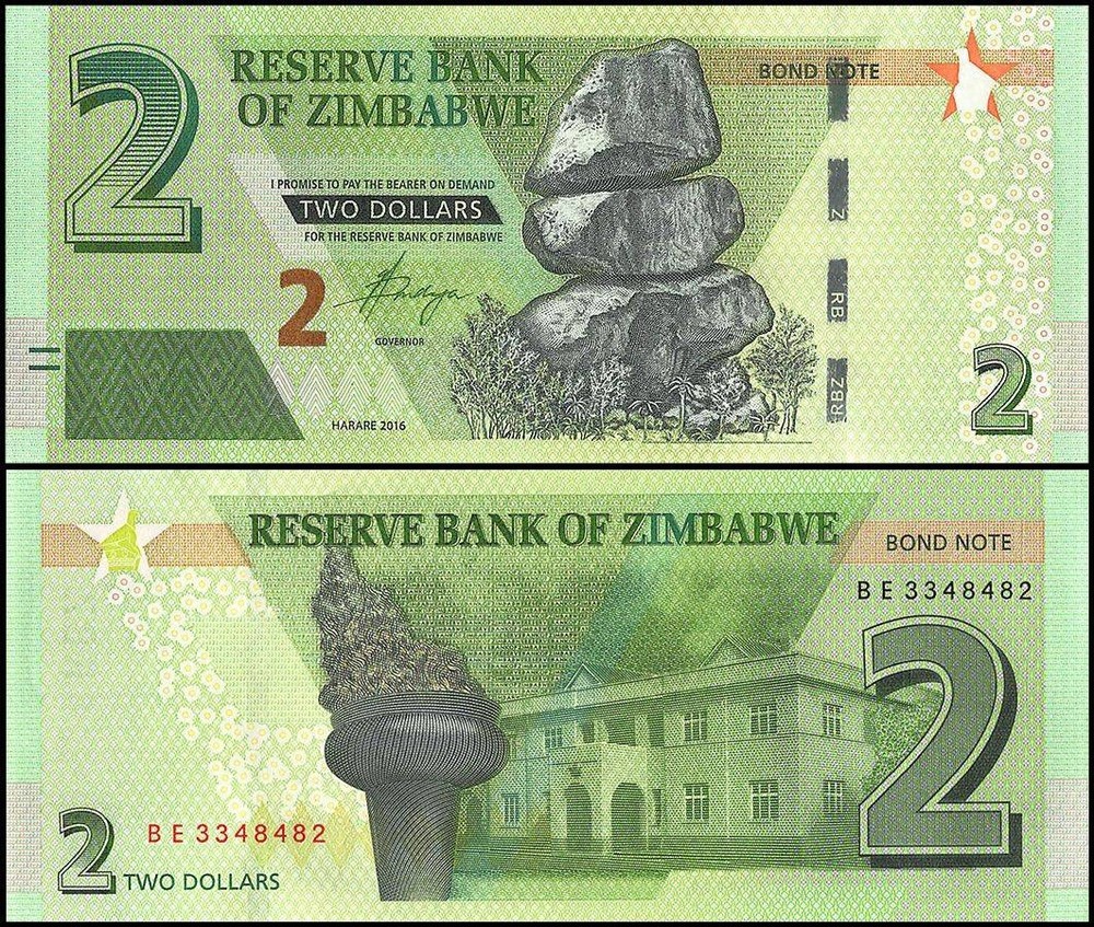 Zimbabwe 2 Dollars, 2016, P-99a.2, UNC, Bond Note