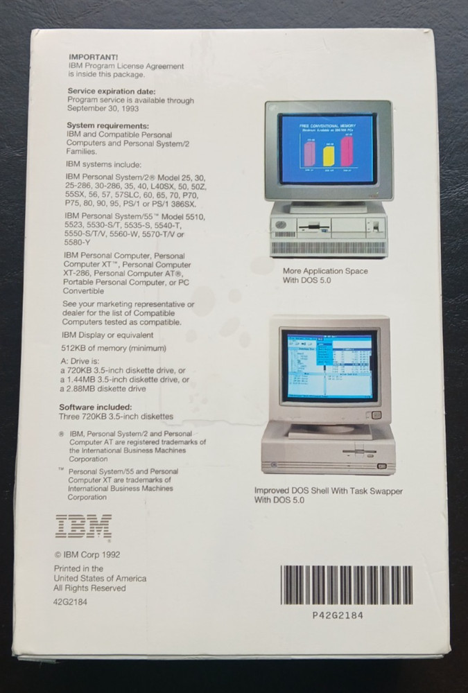 Microsoft MS-DOS 5.0 Programmable Disk Operating System For IBM In Box