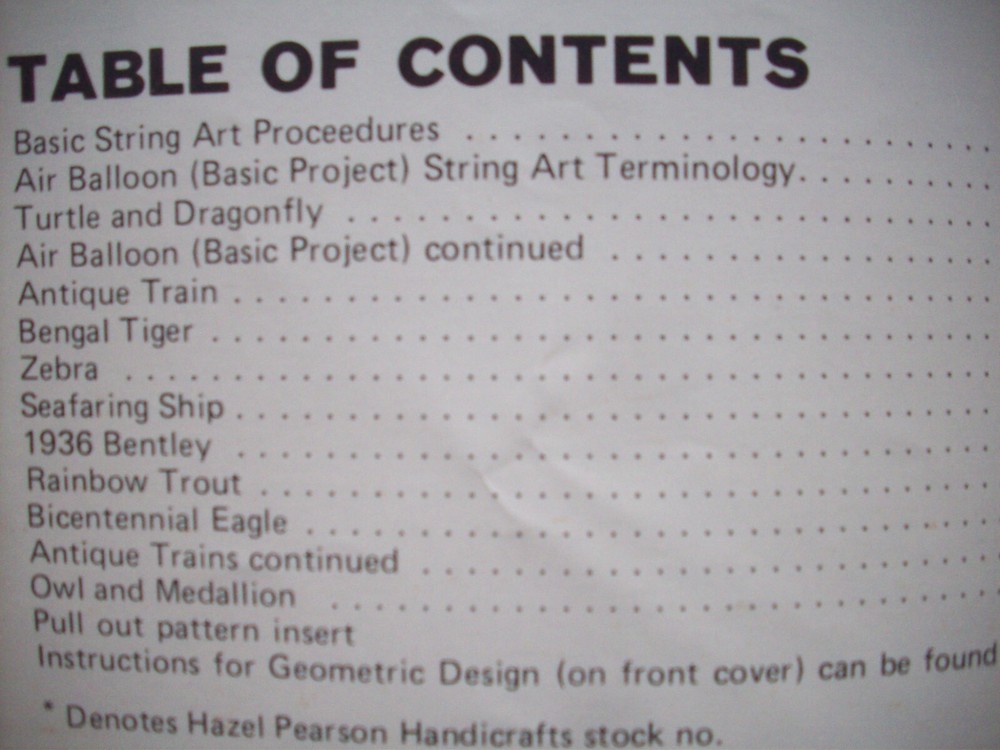 Creative String Art vintage 70's craft pattern owl train eagle animals ship car