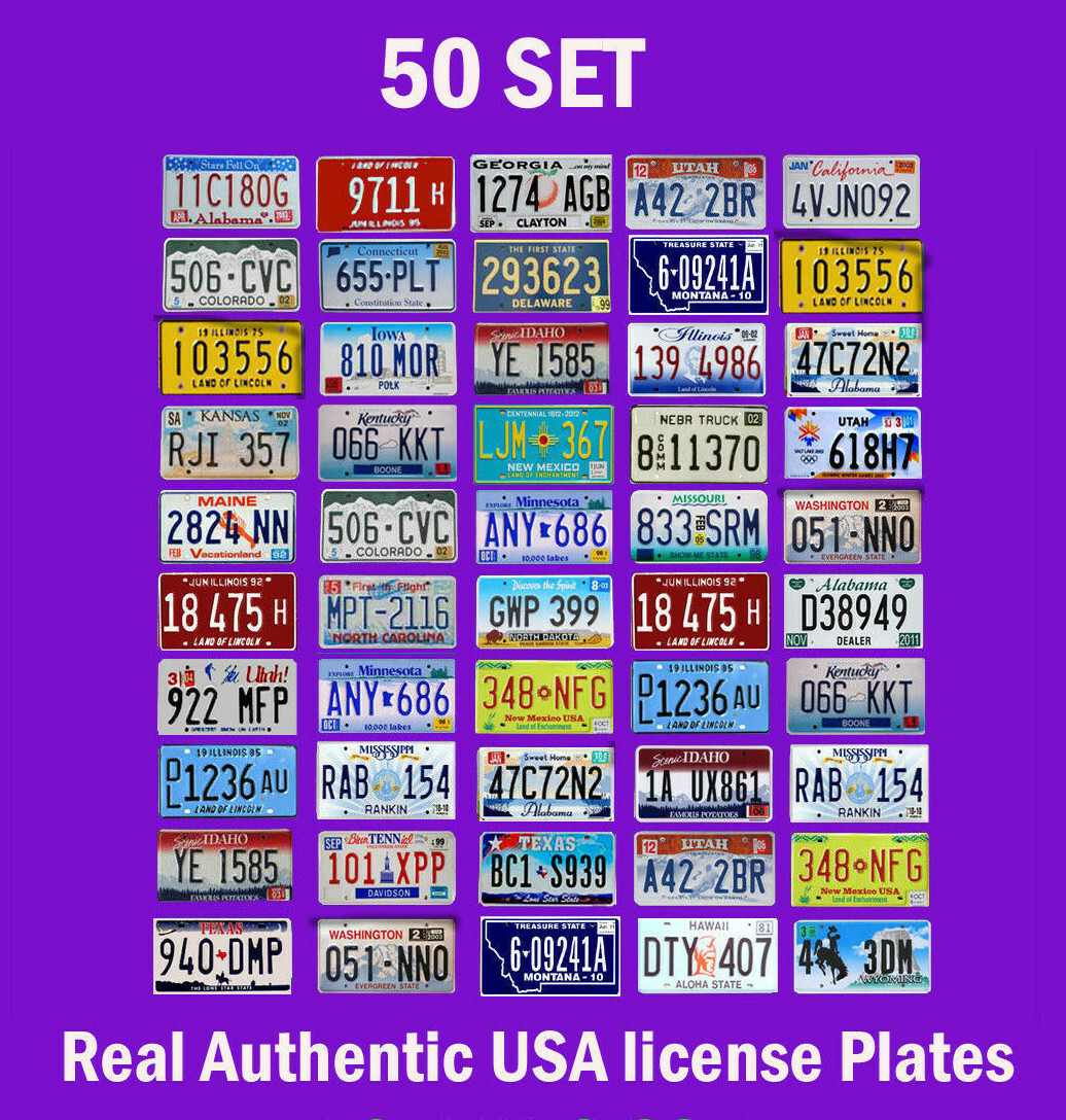 50 USA LICENSE PLATES SET AMERICAN NUMBER TAG LOT BEST VALUE ART DECOR COLOR MIX