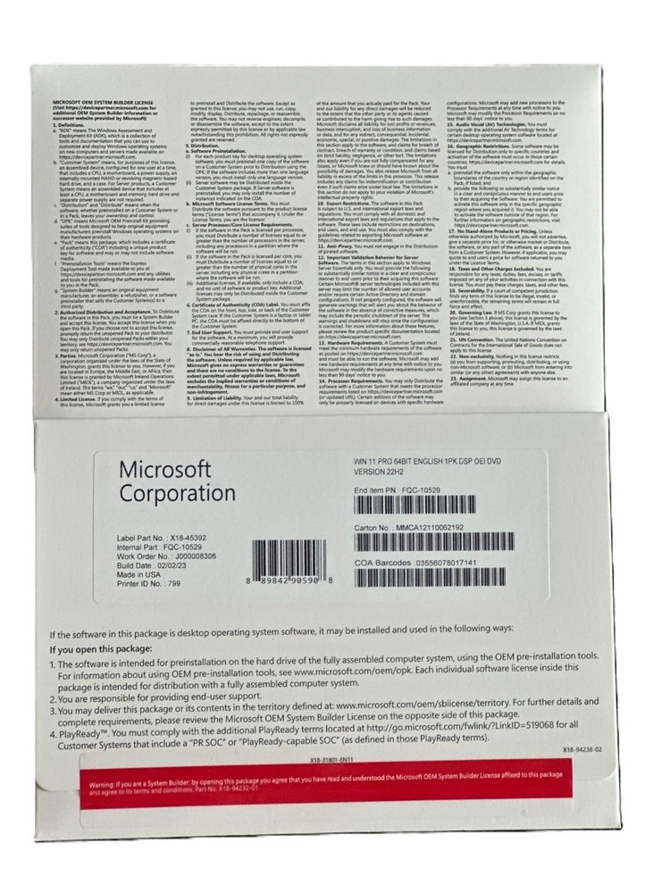 Windows  11Pro 64-BitDVD+Gengine Pproduct Key. Factory Ssaled.Freeshipping..