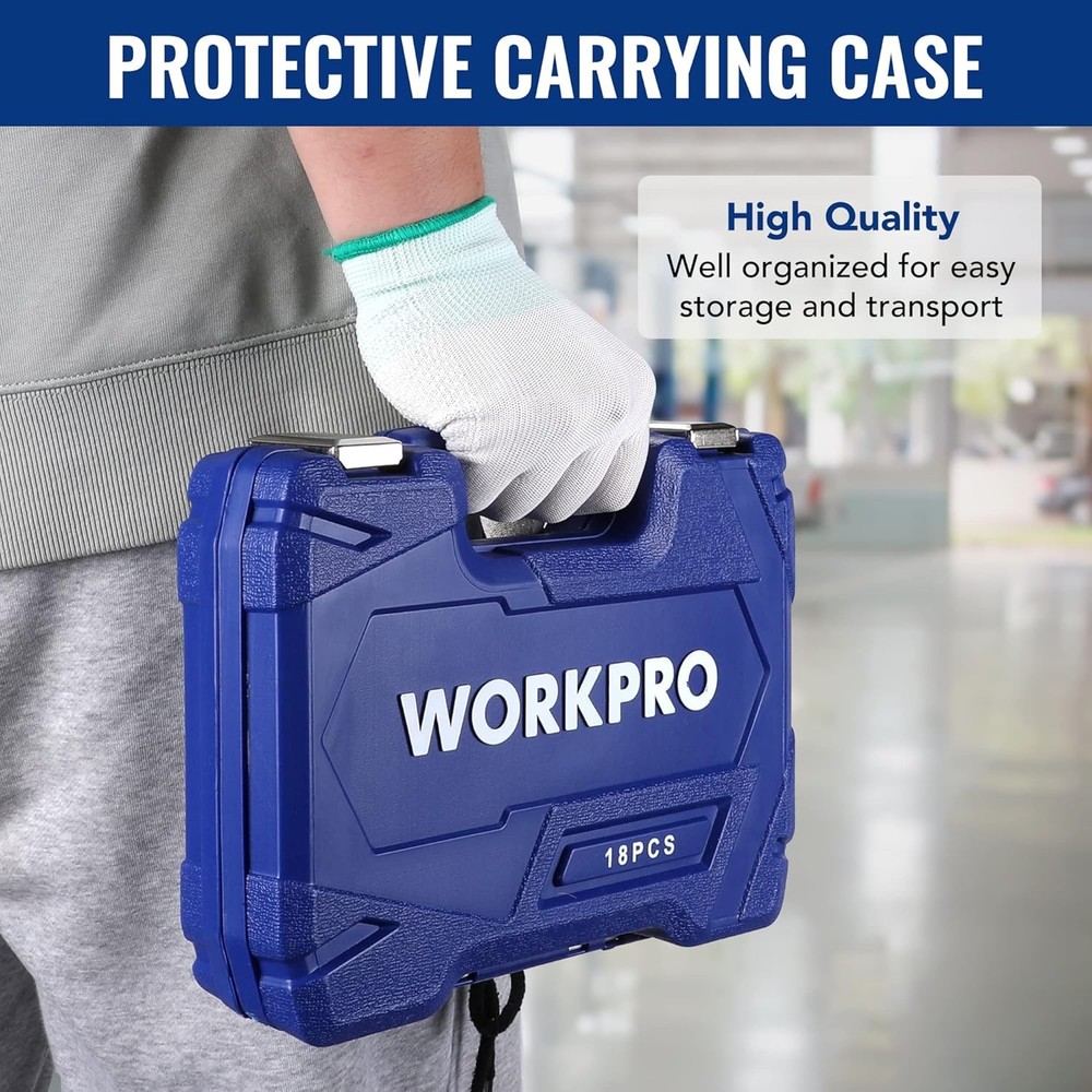 WORKPRO 18-Piece Impact Socket Extension Set, Includes Socket Adapters, Ratchet