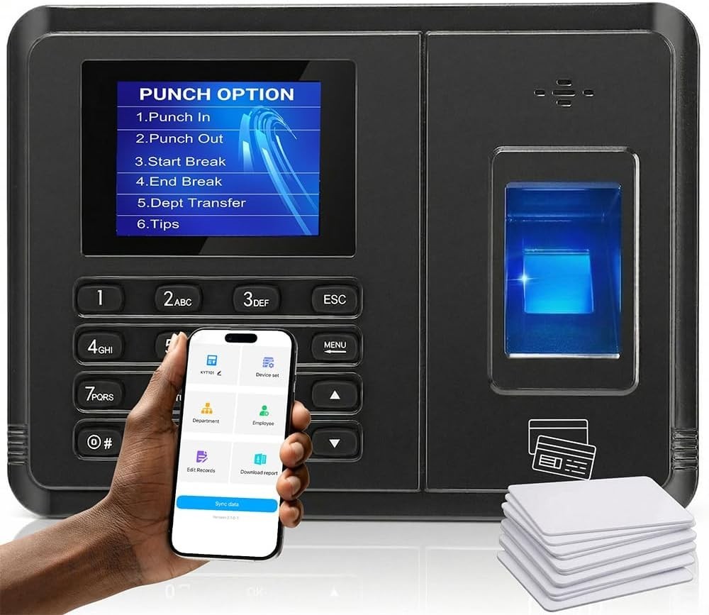 Time Clock System: App Control & 5s Fast Connection, Customizable Rules & 4 Payr