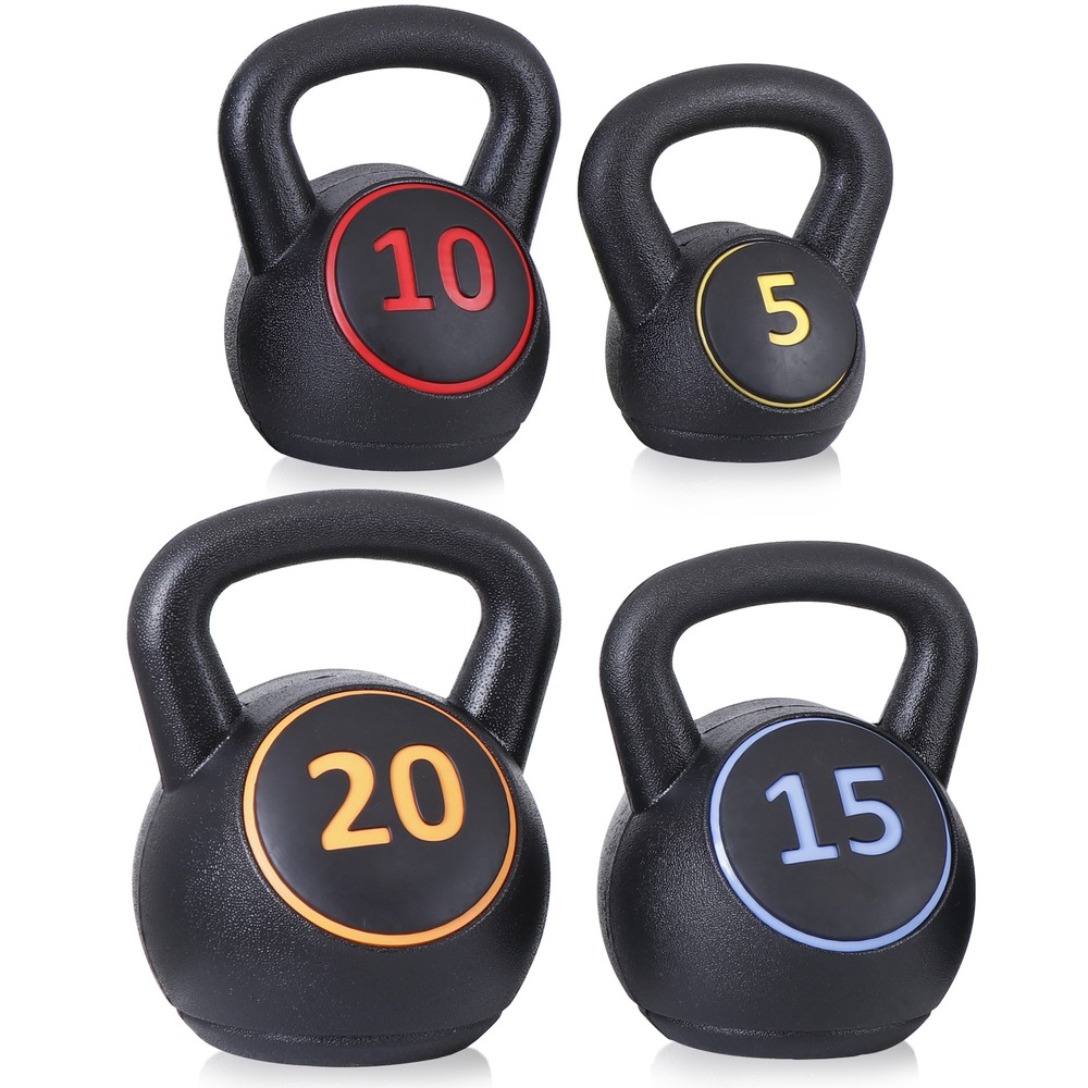 4 Piece Kettlebell Sets Strength Training Kettlebell Wide-Grip Weight Set