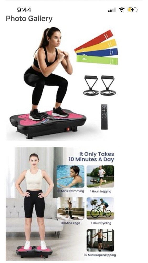 Oscillating Vibration Plate, Adjustable Speed, Remote, Pink, 400 lb, Bands