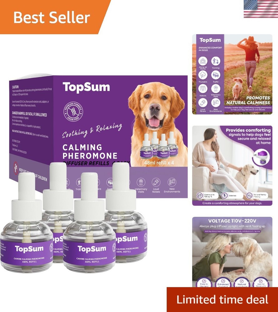 Gentle Dog Calming Diffuser for Stress Relief - 750 Sq. Ft. Coverage & 4 Refills