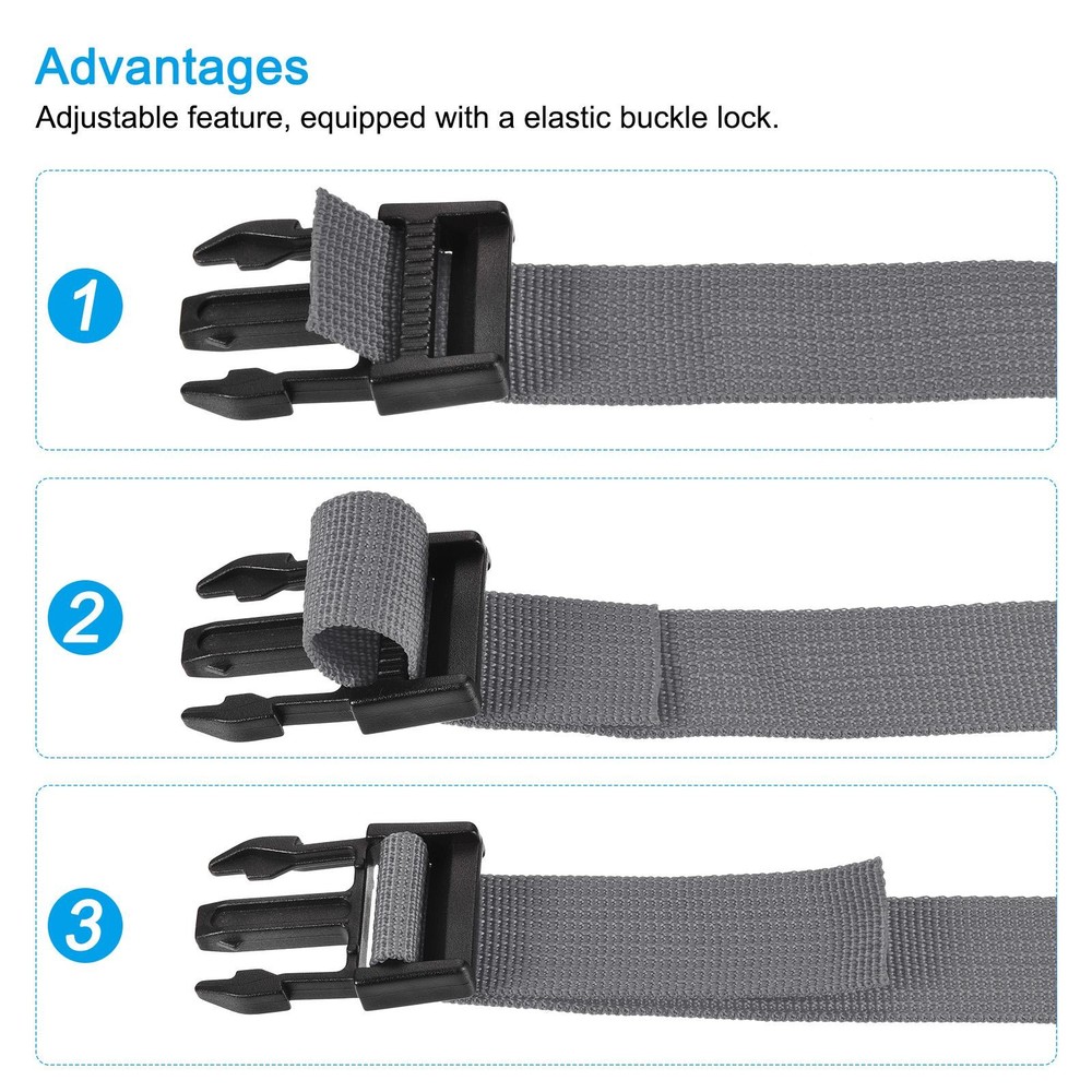 Utility Strap with Buckle 1x40 Inch Polyester Quick Release Belt(Gray, 2pcs)
