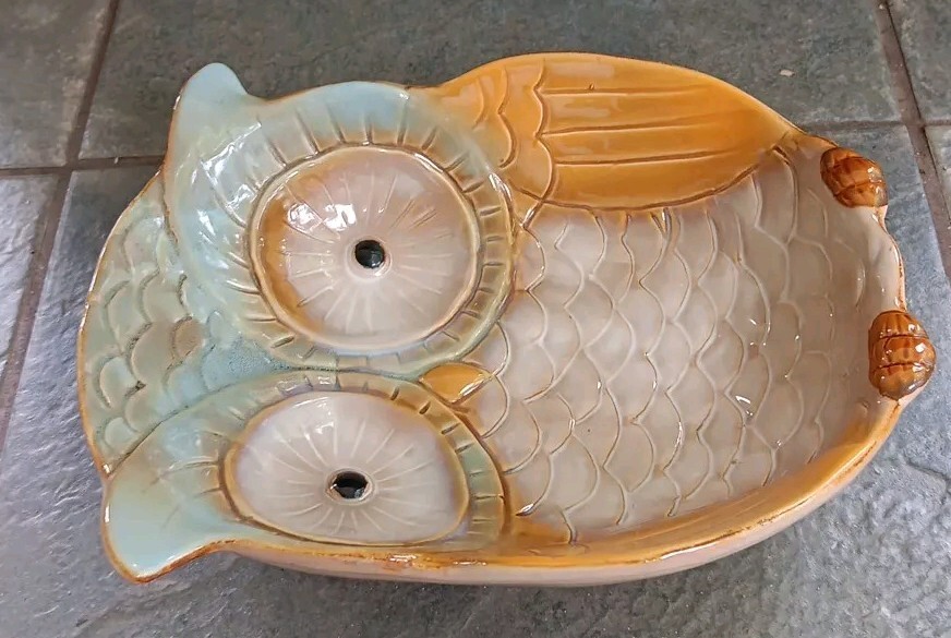Owl Shape Serving Bowl Platter 9.5" X 7.5" Decorative Kitchen Decor