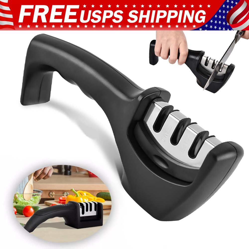 Knife Sharpener Professional Ceramic Tungsten Kitchen Sharpening System 3 Stage