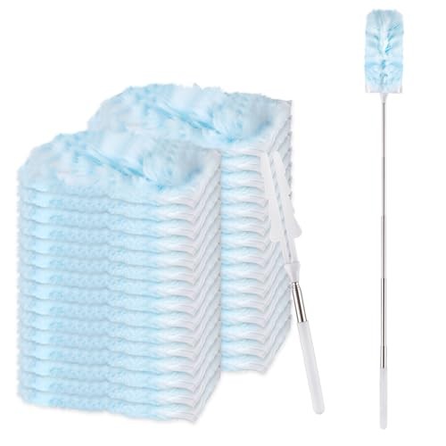 30 Count Duster Refill kit, Duster for Cleaning with Extension Pole, Blue