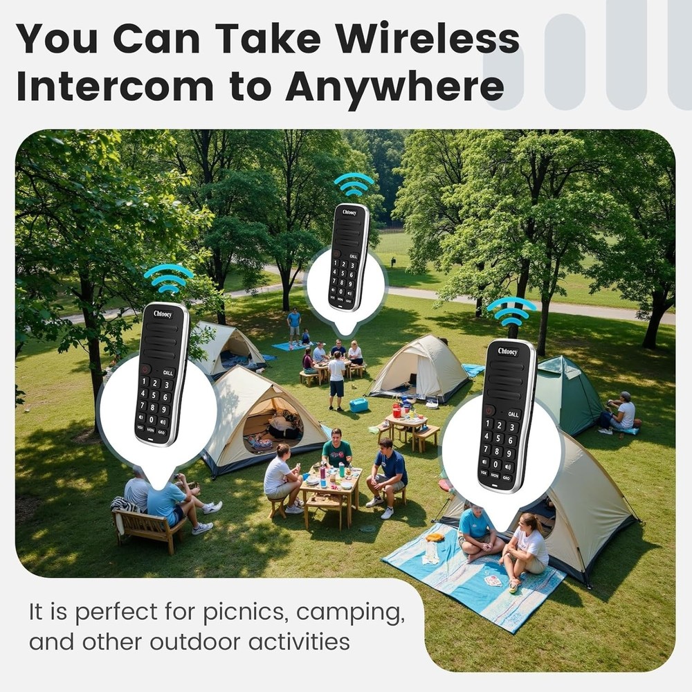 4 Pack Wireless Intercom System 1 Mile Range Rechargeable 10 Channel Home Office