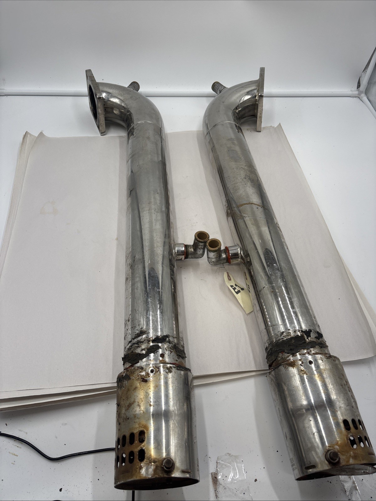 Stainless Exhaust Tail Pipe Risers Set shotgun marine