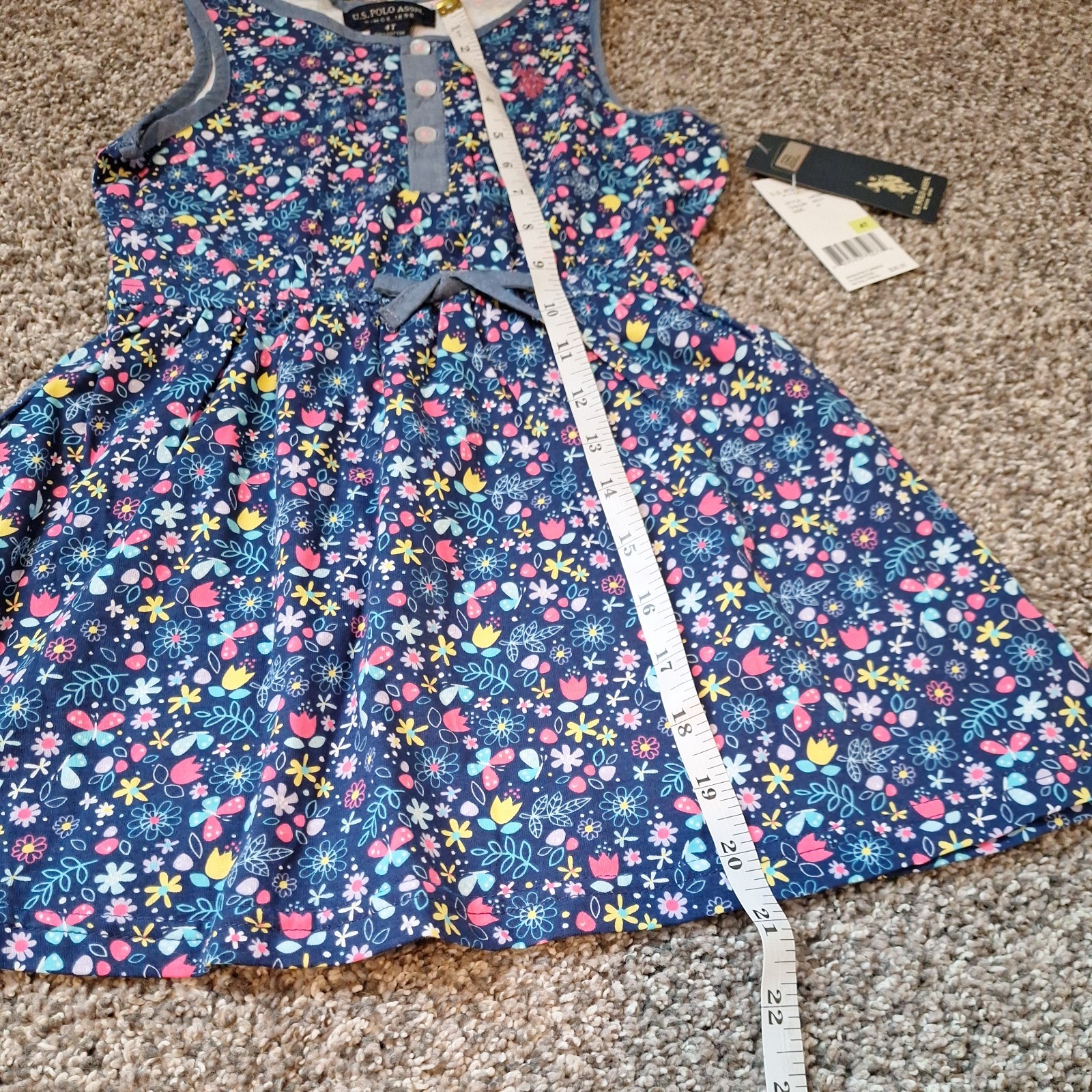 NWT US Polo Assn Girls Floral Sleeveless Skater Dress - Size 4T Cotton