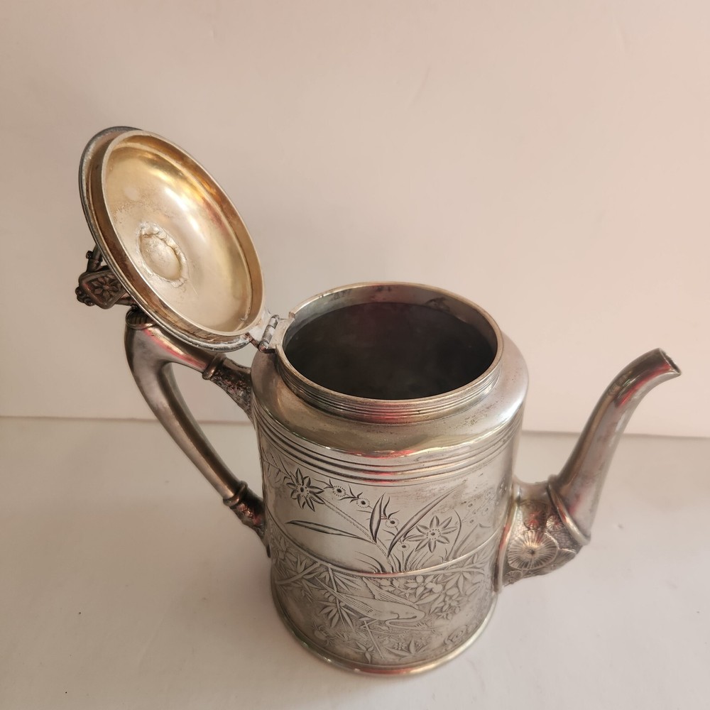 Antique Pairpoint Quadruple Silverplate Coffee Teapot Embossed Pattern 309