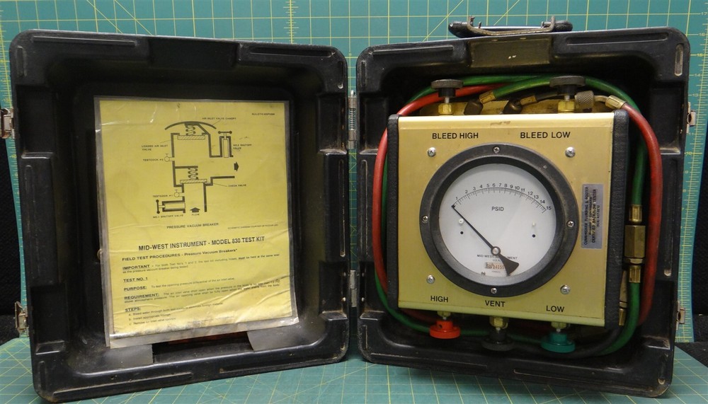 Midwest Model 830 Reduced Pressure Principle Assy Backflow Prevention Test Kit