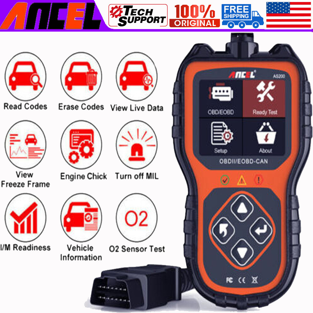 AS200 OBD2 Scanner Universal 12V Car Fault Code Reader Engine Diagnostic Tool