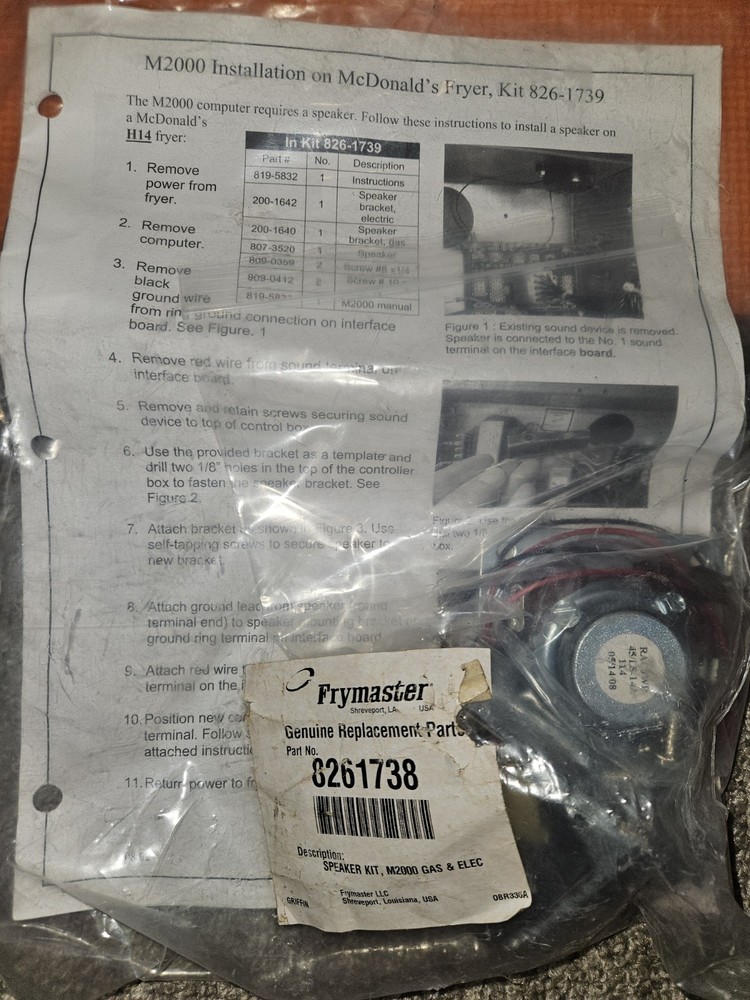Frymaster 8261738 Speaker Kit M2000 Gas & Electric