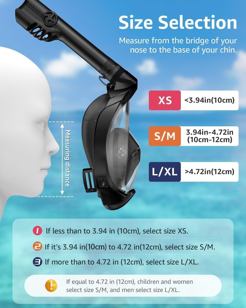 Foldable Full Face Snorkeling Mask - Safe Breathing Design