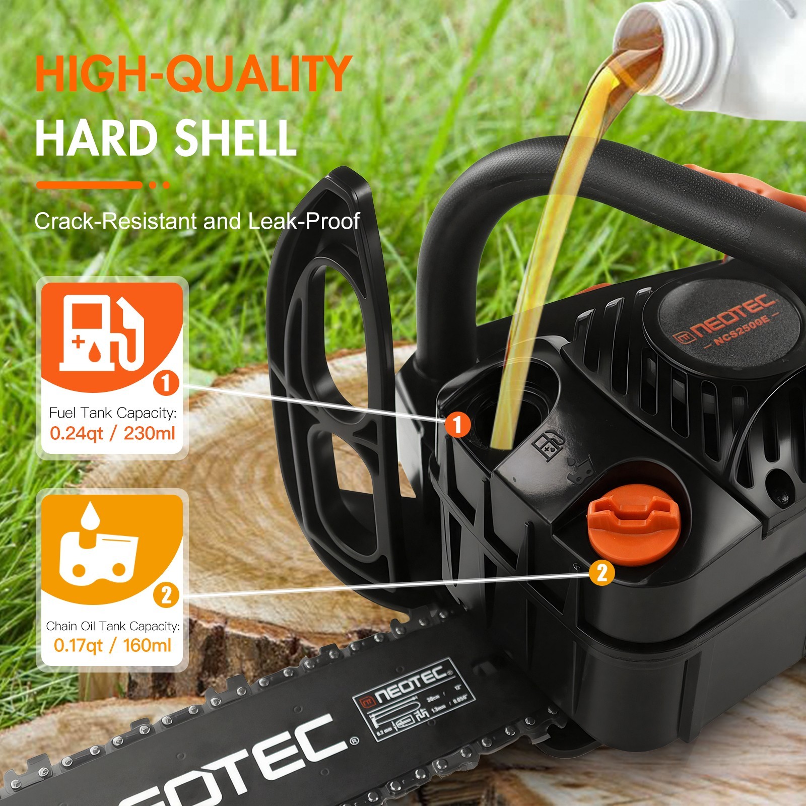 NEOTEC 12" Gas Chainsaw 25.4cc 1.2HP 2-Cycle Engine Top Handle Climbing Saw