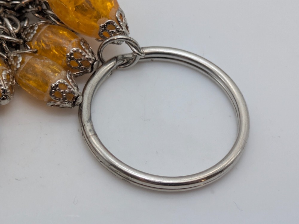 Metallic Chain Tassel Plastic Beaded Strand Keyring