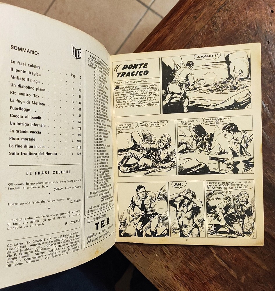 TEX Comic No. 40 Bonelli 1967 THE TRAGIC BRIDGE Read Description
