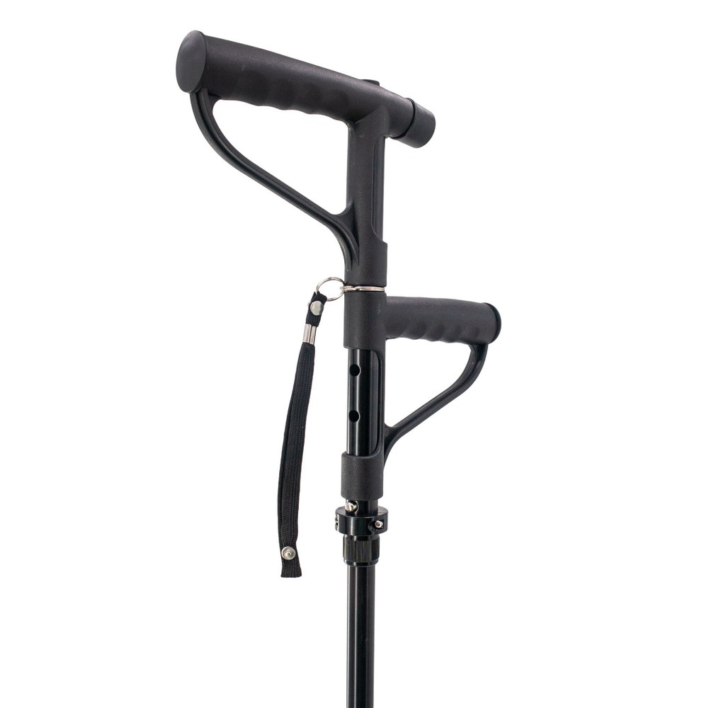 Walking Cane w LED Light 2nd Rotating Support Handle Folding Self Standing Base