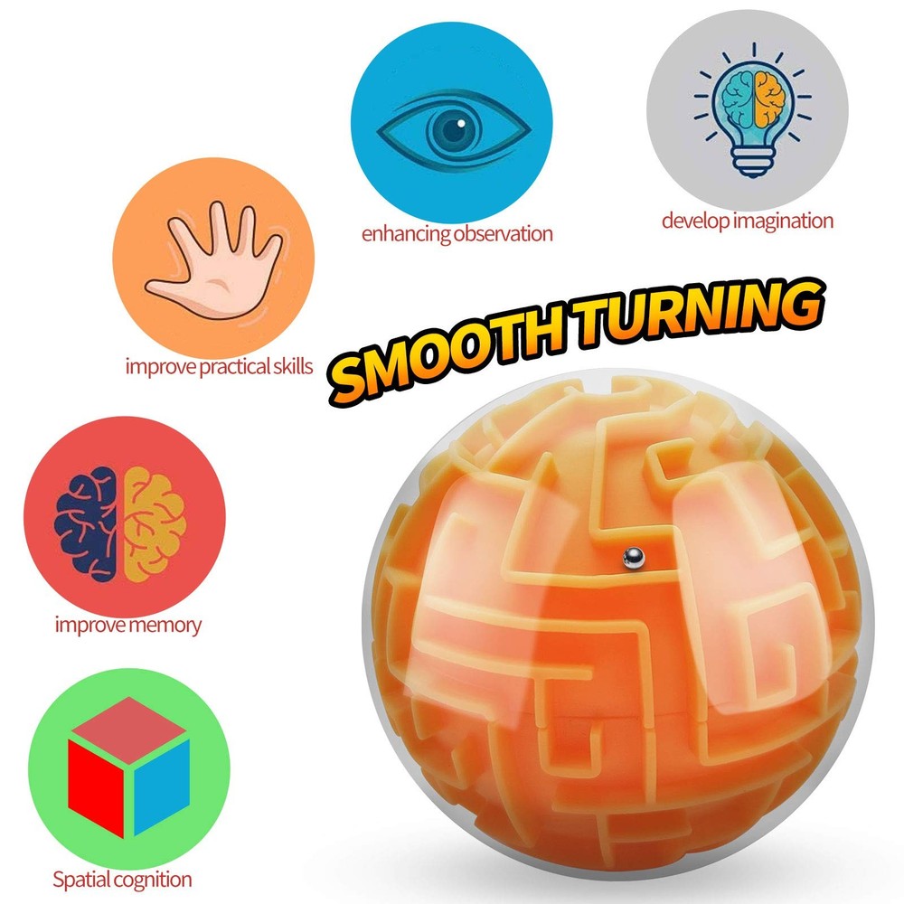 2 Pack 3D Maze Puzzle Ball - Brain Teaser Game, Gravity Memory Cube - Educati...