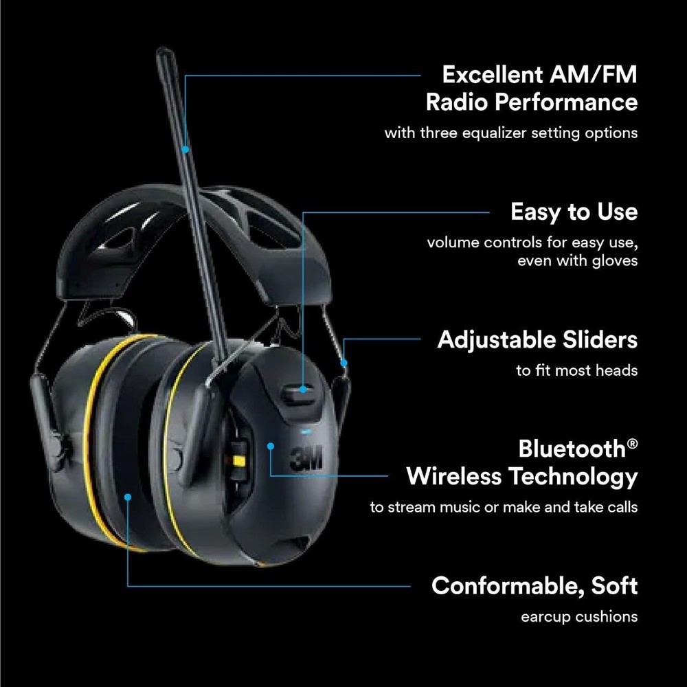3M WorkTunes Connect AM/FM Wireless Hearing Protector with Bluetooth Technology