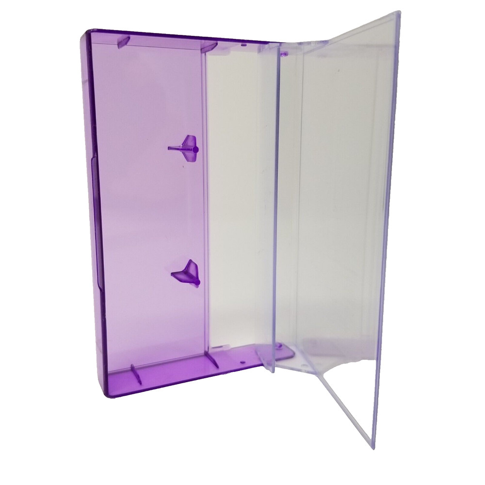5 Cassette Tape Cases: Clear Front + Purple Tint Back - Empty Plastic Boxes