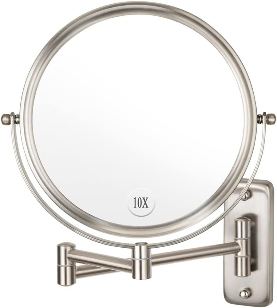 Wall mounted vanity mirror, double sided swivel retractable bathroom mirror
