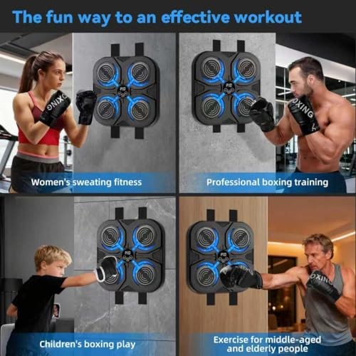 Music Boxing Machine,Interactive Punching Trainer with LED Large Black
