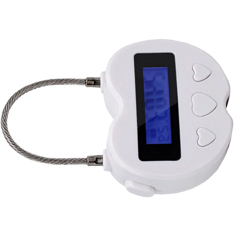 2x White USB Rechargeable Smart Time Lock LCD Display Temporary Timers Padlock