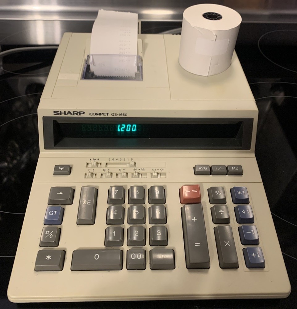 Sharp Compet QS-1660 Electronic Printing Calculator Desktop Manual Extra Paper