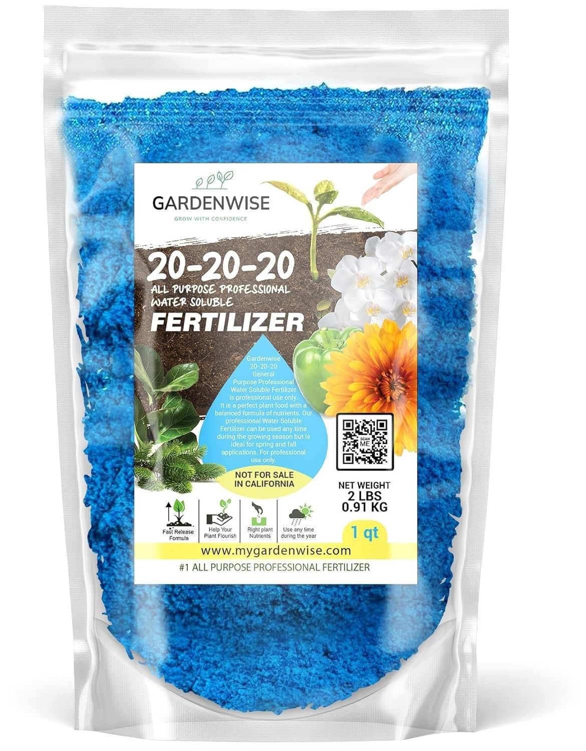20-20-20 Water Soluble Fertilizer All Purpose Indoor Outdoor Plant Food