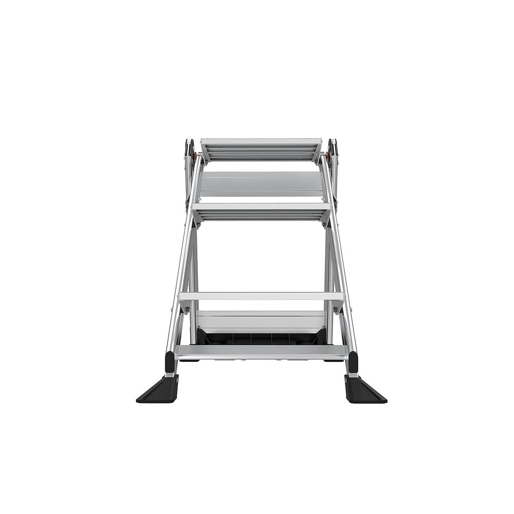 3 Step Lightweight Aluminum Stepladder with Adjustable Handrail Tool Tray
