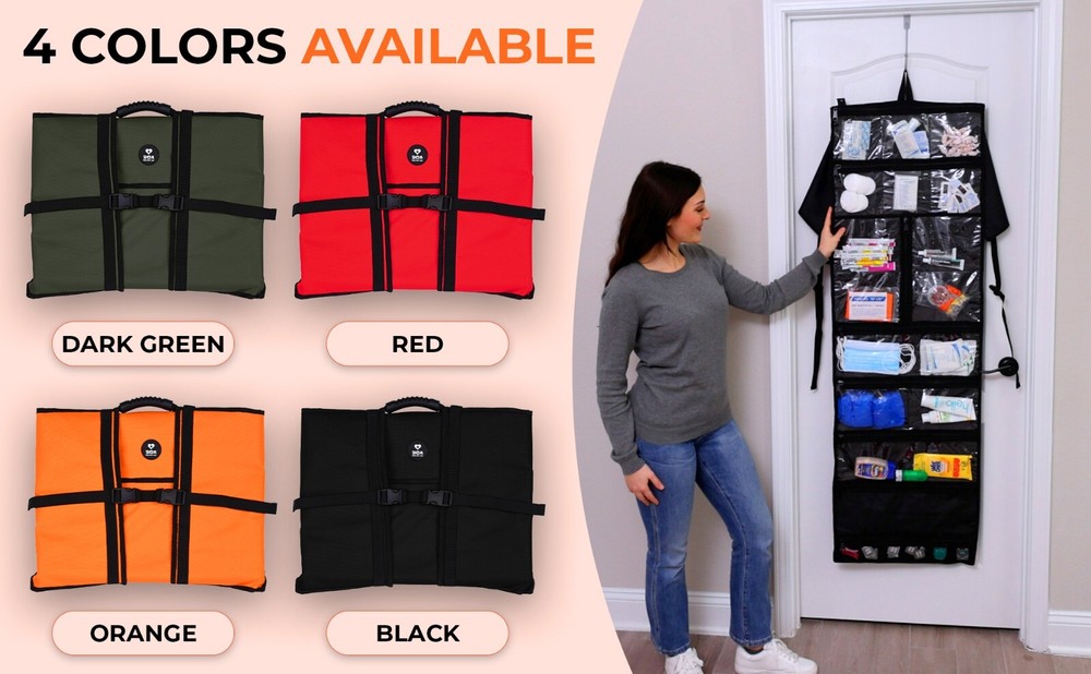 First Aid Bag Kit Empty Red - Foldable First Aid Bag Organizer - BOA Bug Out Aid