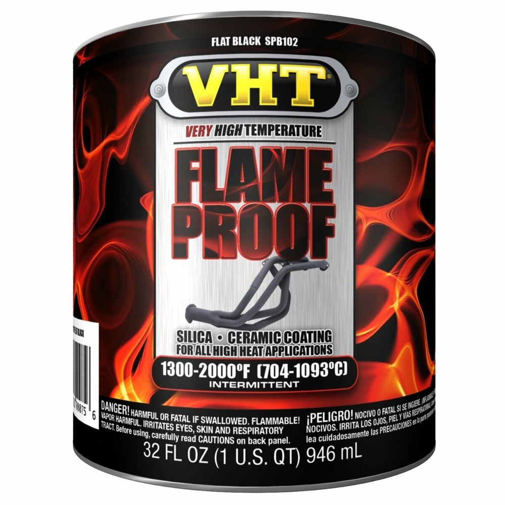 VHT ESPB10200 Flameproof Coating Flat Black Quart, 32. Fluid_Ounces