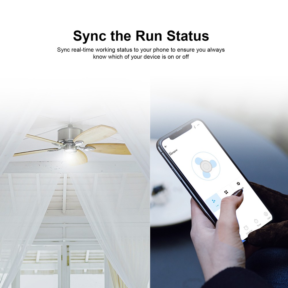 SONOFF IFan04-L WiFi Smart Ceiling Fan Switch Light Controller RF Remote Control